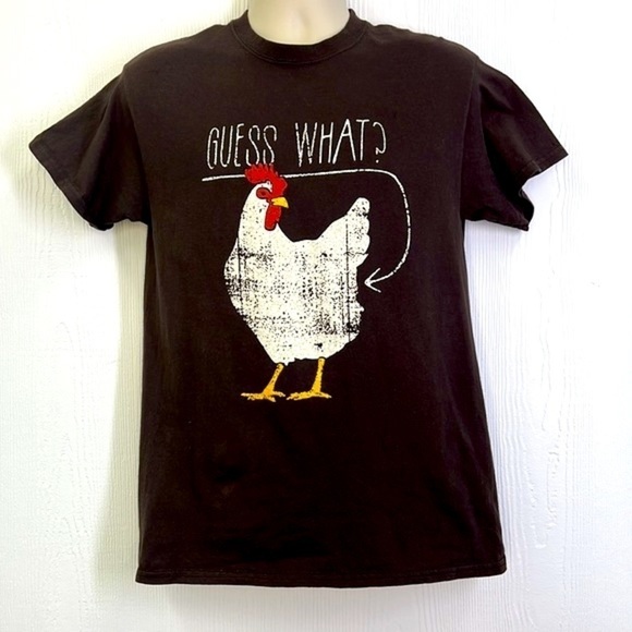 Gildan - What’s Up Chicken Funny Graphic Brown Short Sleeve T Shirt Size Medium - Picture 2 of 8